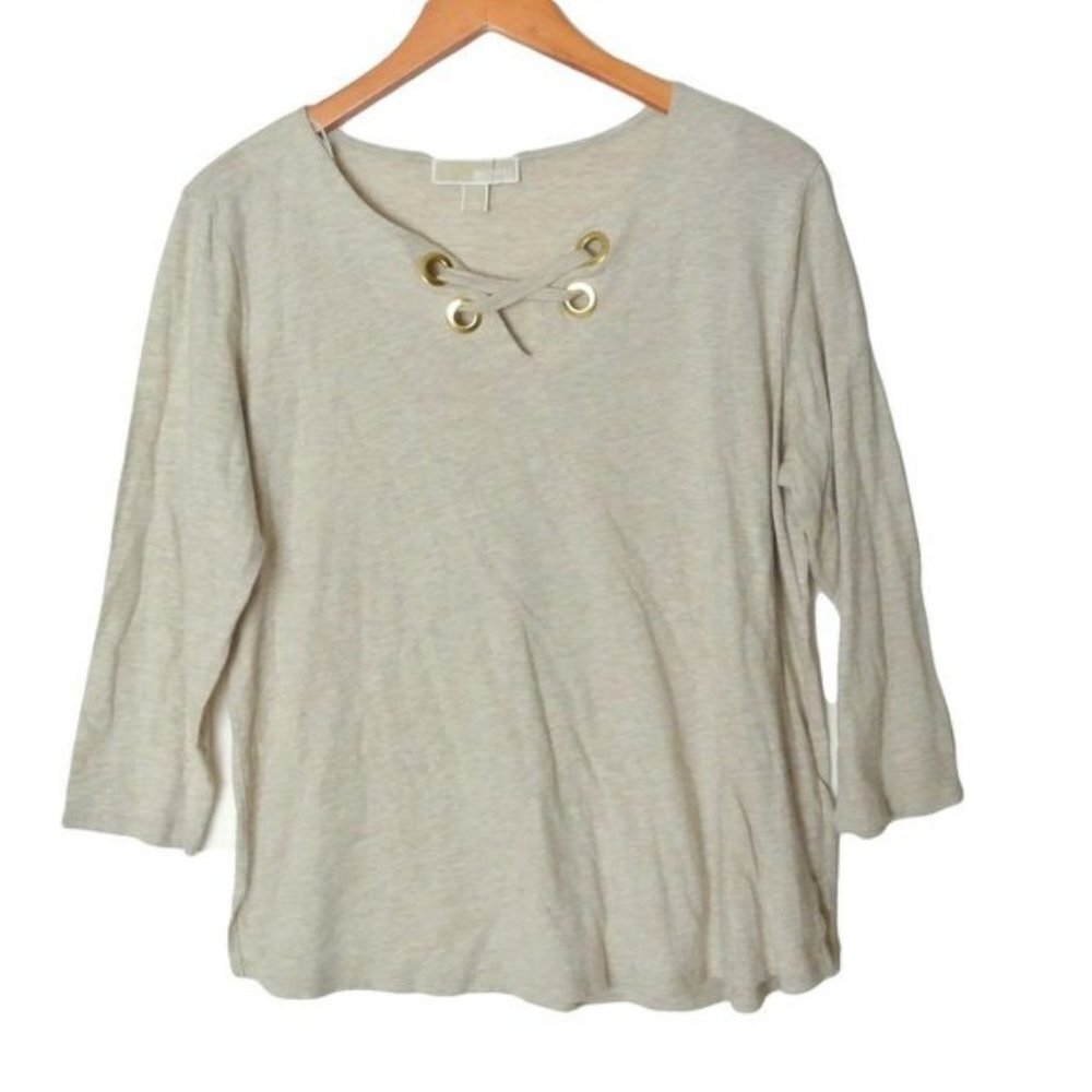 Michael Kors Grommet Lace Up Tee top L